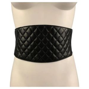Vintage 2011 CHANEL Corset Extra Wide Quilted Leather Belt Adjustable Size "S"